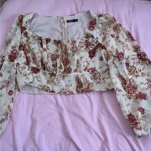 SHEIN Floral Blouse in Cream and Pink
